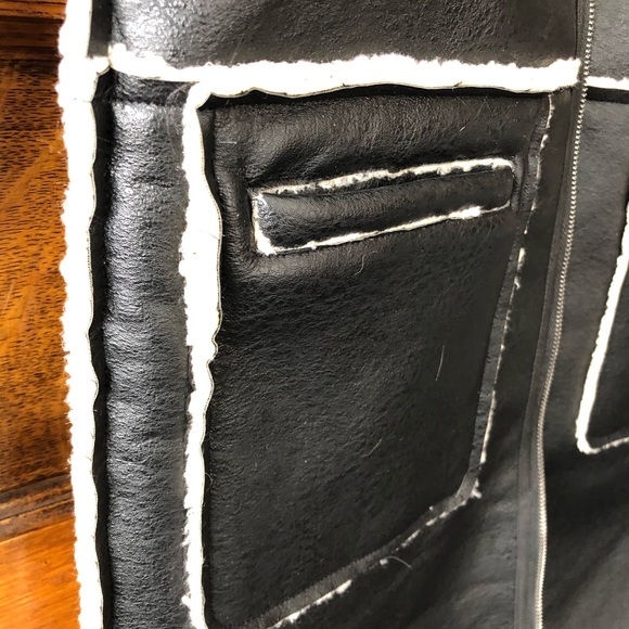 NWT Reversible faux leather/lambswool long coat - Picture 3 of 5